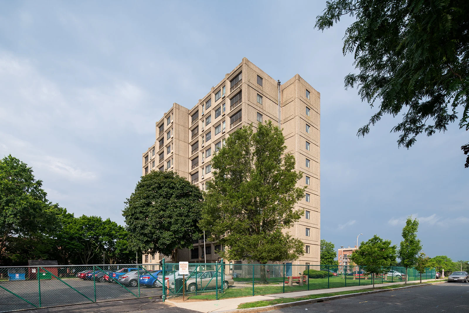 Pulaski Heights building exterior corner and trees